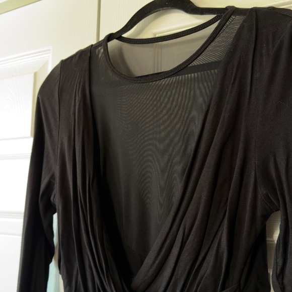 Carmen Elegant Black Drape Top with Mesh Large - Picture 2 of 7